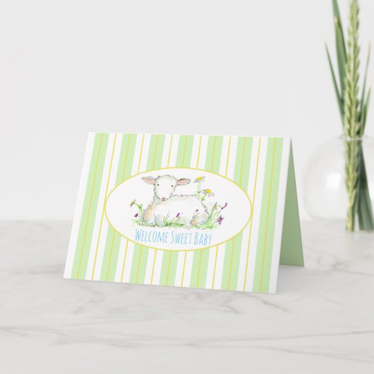 Baby shower Gefeliciteerd Lamb Gender Neutral Bedankkaart (Voorkant)