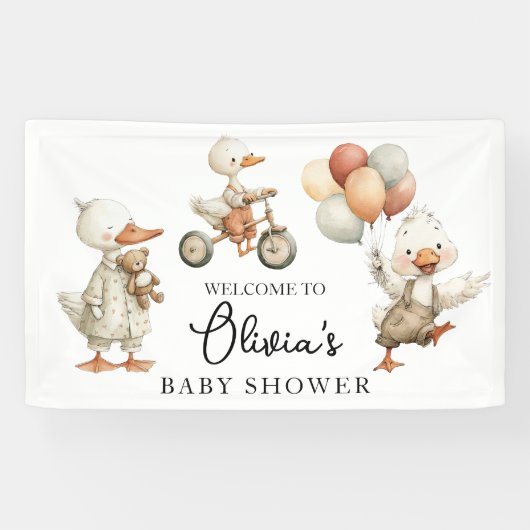 Baby shower Gekke Goose welkomstbanner Spandoek (Horizontaal)