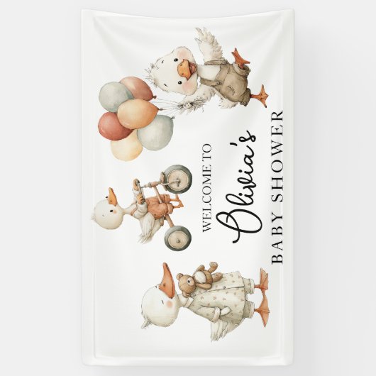 Baby shower Gekke Goose welkomstbanner Spandoek (Verticaal)