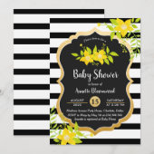 Baby Shower | gele bloem | Elegante strepen Kaart (Voorkant / Achterkant)