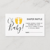 Baby shower gele voetenluier Raffle Informatiekaartje (Voorkant)