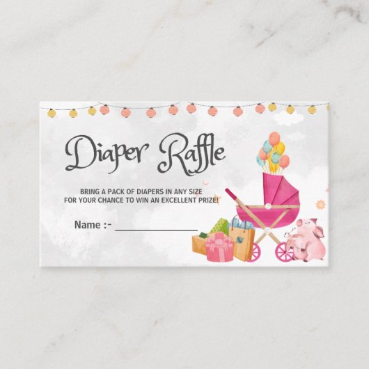 Baby shower Gender Neutral Diaper Raffle tickets Informatiekaartje (Voorkant)