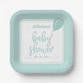 Baby shower genderneutraal mint groen papieren bordje (Voorkant)