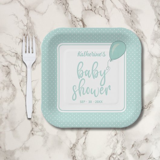 Baby shower genderneutraal mint groen papieren bordje