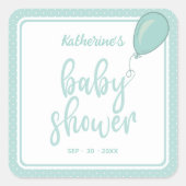 Baby shower genderneutraal mint groen vierkante sticker (Voorkant)