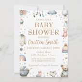 Baby shower Genderneutraal Roze Blauw Uitnodiging (Voorkant)