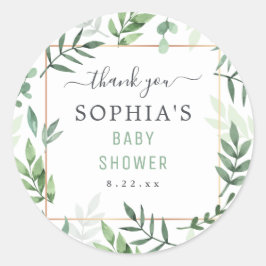 Baby shower Genderneutrale botanische Waterverf Ronde Sticker