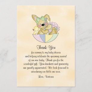 baby shower Genderneutrale Bunny Bedankkaart