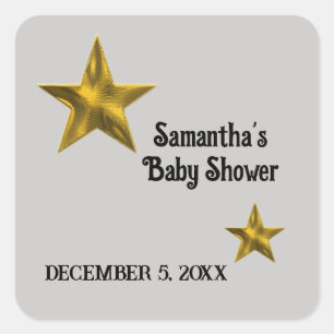 Baby shower Genderneutrale Gold Star Vierkante Sticker