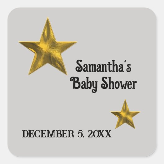 Baby shower Genderneutrale Gold Star Vierkante Sticker (Voorkant)