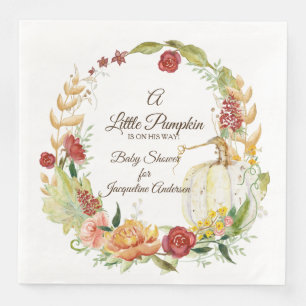baby shower Genderneutrale Herfst Pumpkin Floral A Servet