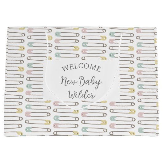 Baby shower Genderneutrale welkomstnaam Gift Bag Groot Cadeauzakje (Voorkant)