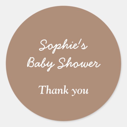 Baby shower Gentle Brown Dank u Sticker (Voorkant)