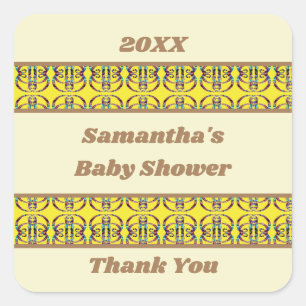 Baby shower Geometrisch Abstract Genderneutraal  Vierkante Sticker