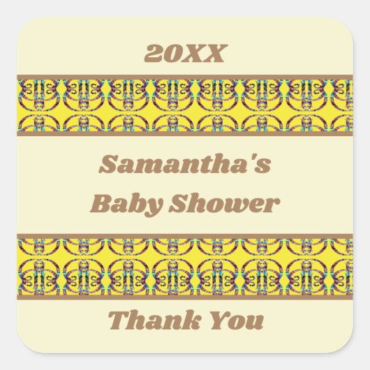 Baby shower Geometrisch Abstract Genderneutraal Vierkante Sticker (Voorkant)