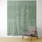 Baby shower geometrische moderne sage groene elega wandkleed (In situ)