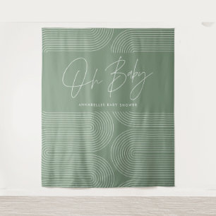 Baby shower geometrische moderne sage groene elega wandkleed