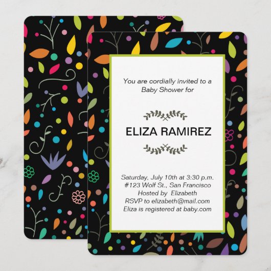 baby shower gepatterde bladeren kaart (Voorkant / Achterkant)