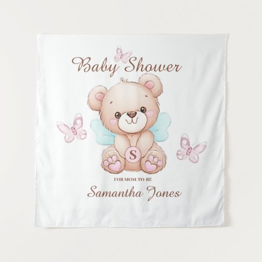 Baby shower gepersonaliseerd wandtapijt wandkleed (Voorkant)