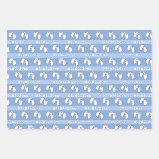 Baby shower Gepersonaliseerde geboortedatum en mon Inpakpapier Vel (Voorkant 3)