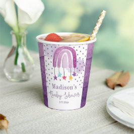 Baby shower Gepersonaliseerde Paarse Regenboog Papieren Bekers