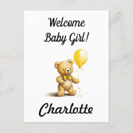 Baby shower, gepersonaliseerde teddybeer Kaart, un Briefkaart