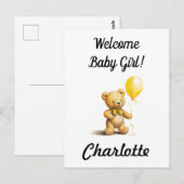 Baby shower, gepersonaliseerde teddybeer Kaart, un Briefkaart (Voorkant / Achterkant)