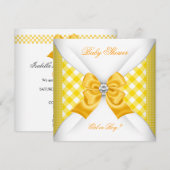Baby shower Geslacht Geel Wit Kaart (Voorkant / Achterkant)