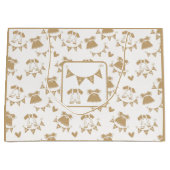 Baby shower Geslacht Neutraal Bruin en Wit Groot Cadeauzakje (Voorkant)