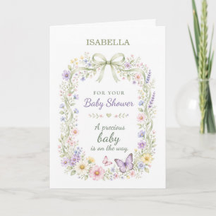 Baby Shower Geslacht Neutrale Bloem Vlinders Kaart