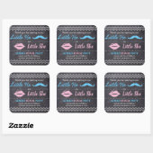 "Baby shower" Geslacht onthullen "Hij of zij" krij Vierkante Sticker (Vel)