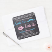"Baby shower" Geslacht onthullen "Hij of zij" krij Vierkante Sticker (Envelop)