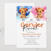 Baby shower Geslacht Reveal Blauw en Roze Aankondiging (Voorkant / Achterkant)