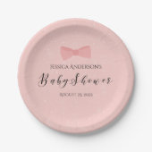 Baby shower Gewoon Schattige Roze Boog Papieren Bordje (Voorkant)