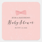 Baby shower Gewoon Schattige Roze Boog Vierkante Sticker (Voorkant)