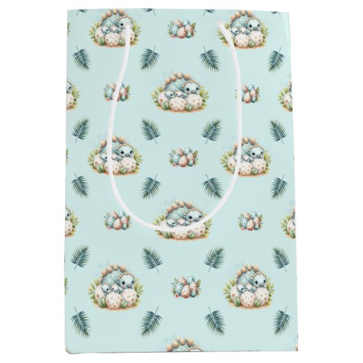 Baby Shower Gift Bag Baby Dinosaur Pattern Medium Cadeauzakje (Voorkant)