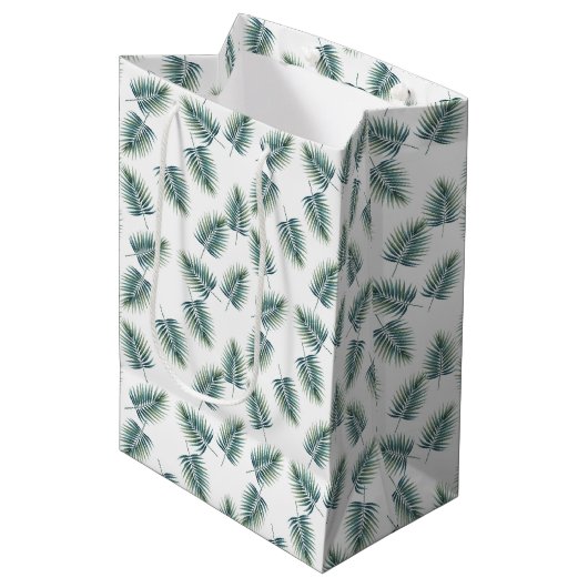 Baby Shower Gift Bag Fern Pattern Dinosaur Party Medium Cadeauzakje (Voorkant Gekanteld)