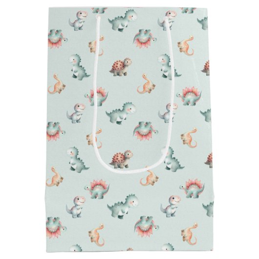 Baby Shower Gift Bag Mixed Dinosaur Pattern Party Medium Cadeauzakje (Achterkant)