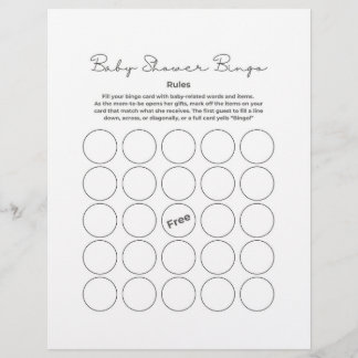 Baby Shower Gift Bingo Game Briefhoofd