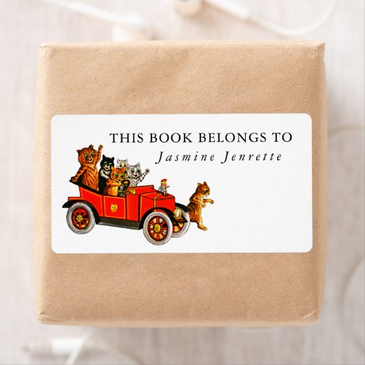 Baby shower Gift Grappige Cartoon Katten Retro Aut Etiket (Insitu)
