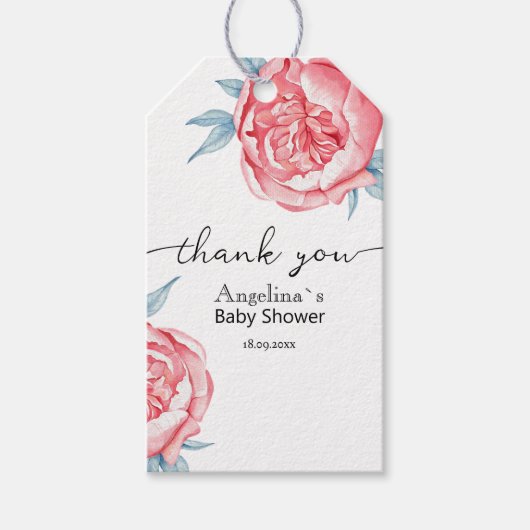 Baby shower Gift Label beschikt over waterverf pio Cadeaulabel (Voorkant)