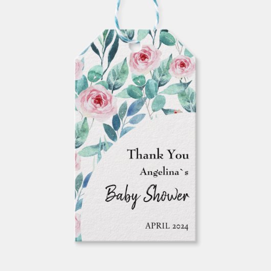 Baby shower Gift Label met leuke waterverf ontwerp Cadeaulabel (Voorkant)