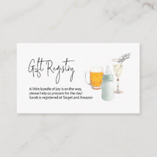 Baby shower Gift Registry Bubbles & Brews Informatiekaartje