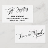 Baby shower Gift Registry Kaarten w / Elegant Scri (Voorkant / Achterkant)