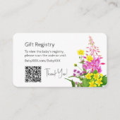 Baby shower Gift Registry Wildflower QR-code Informatiekaartje (Voorkant)