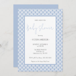 Baby shower Gingham Cute Pastel Blue Boy Kaart