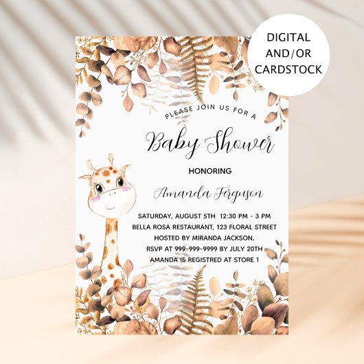Baby Shower giraf eucalyptus bos jungle Kaart