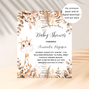Baby shower giraffe eucalyptus budget uitnodiging flyer