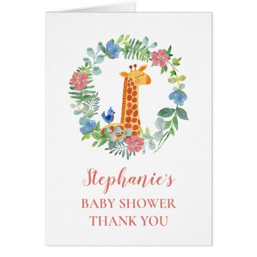 Baby shower Giraffe Floral Hartelijk dank (Voorkant)
