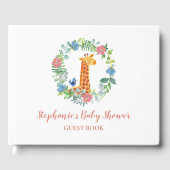 Baby shower Giraffe & Floral krans gepersonaliseer Gastenboek (Voorkant)
